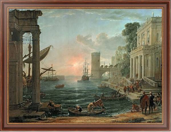 Постер Seaport with the Embarkation of the Queen of Sheba, 1648 с типом исполнения На холсте в раме в багетной раме 35-M719P-83