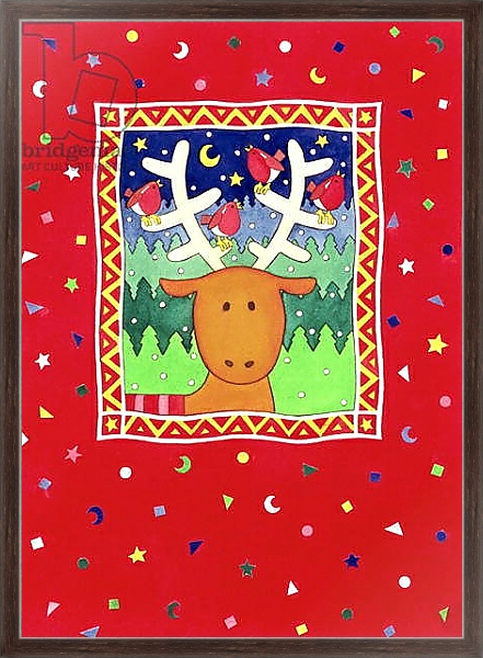 Постер Reindeer and Robins с типом исполнения На холсте в раме в багетной раме 221-02