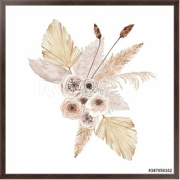 Постер Летний цветочный тропический букет с типом исполнения На холсте в раме в багетной раме 221-02