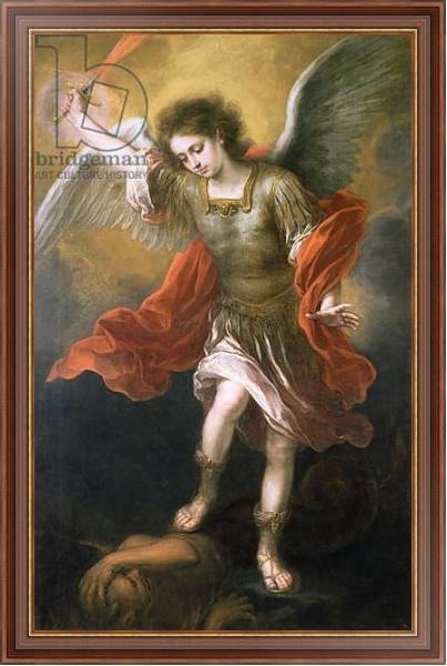 Постер Saint Michael banishes the devil to the abyss, 1665/68 с типом исполнения На холсте в раме в багетной раме 35-M719P-83