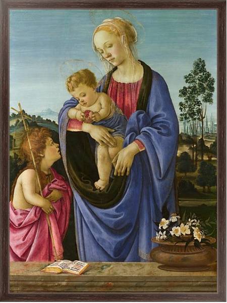 Постер Дева Мария с младенцем и Святым Джоном с типом исполнения На холсте в раме в багетной раме 221-02