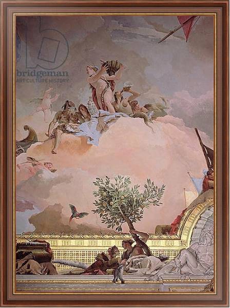 Постер The Glory of Spain IV, from the Ceiling of the Throne Room, 1764 с типом исполнения На холсте в раме в багетной раме 35-M719P-83