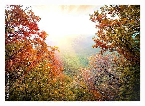 Постер Крым, рассвет в горах с типом исполнения На холсте в раме в багетной раме 221-03