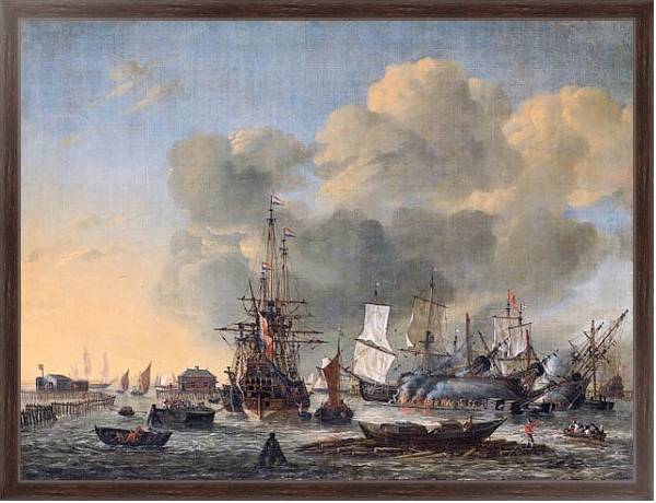 Постер Caulking ships on the IJ near Amsterdam с типом исполнения На холсте в раме в багетной раме 221-02