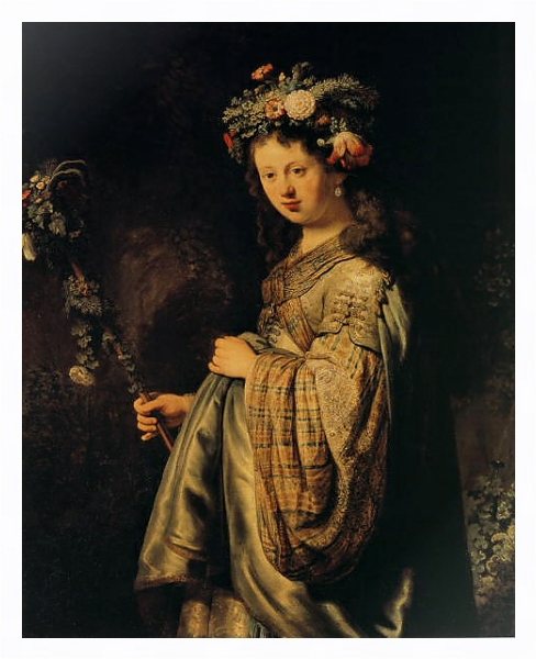 Постер Флора (портрет Саскии в виде Флоры) с типом исполнения На холсте в раме в багетной раме 221-03
