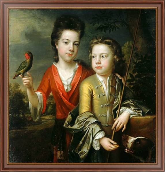 Постер Двое детей с типом исполнения На холсте в раме в багетной раме 35-M719P-83