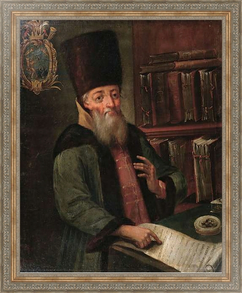 Постер Portrait of Afanasy Lavrentievich Ordin-Naschokin with the Truce of Andrusovo с типом исполнения На холсте в раме в багетной раме 484.M48.310