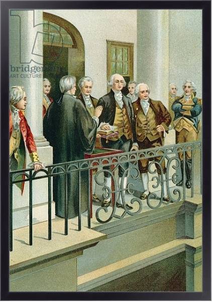 Постер George Washington taking the oath as President с типом исполнения На холсте в раме в багетной раме 221-01