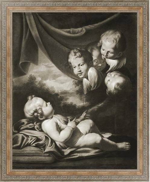 Постер Мальчик с ангелами с типом исполнения На холсте в раме в багетной раме 484.M48.310