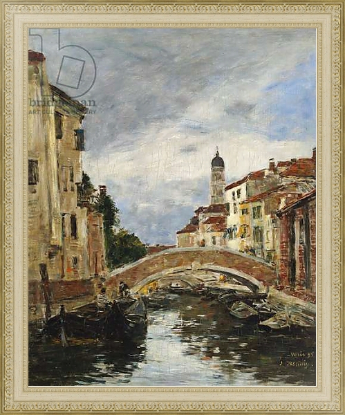 Постер A Small Venetian Canal, 1895 с типом исполнения На холсте в раме в багетной раме 484.M48.725