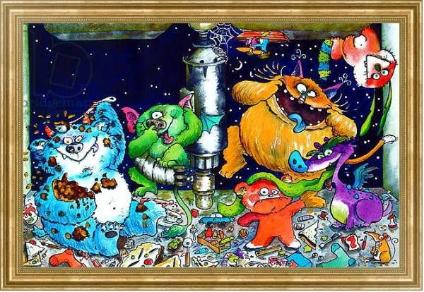 Постер Monsters under the sink с типом исполнения На холсте в раме в багетной раме NA033.1.051