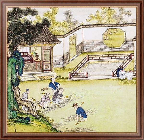Постер Gathering bamboo to make paper с типом исполнения На холсте в раме в багетной раме 35-M719P-83