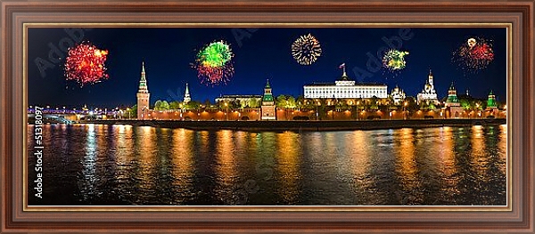 Постер Салют над московским Кремлем с типом исполнения На холсте в раме в багетной раме 35-M719P-83