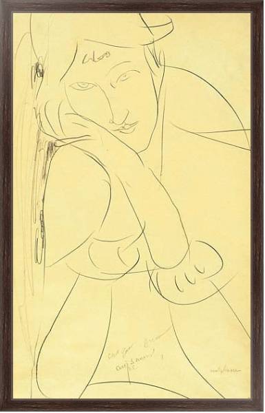 Постер Женщина, опирающаю голову на руки с типом исполнения На холсте в раме в багетной раме 221-02
