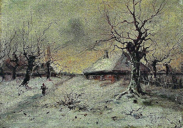 Постер Зимний пейзаж. 1890 с типом исполнения На холсте без рамы