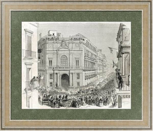 Постер Palazzo Doria d'Angri, Naples, Italy. Creatde by Leroux and Godefroy, published on L'Illustration, J с типом исполнения Акварель в раме в багетной раме 485.M40.584