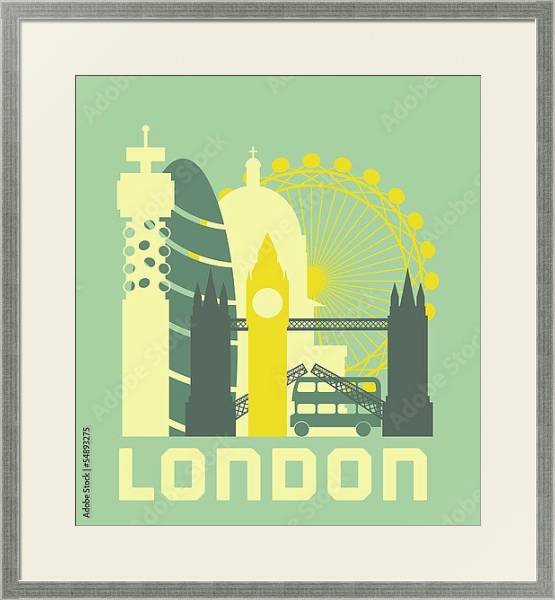 Постер Символы Лондона #2 с типом исполнения Под стеклом в багетной раме 1727.2510