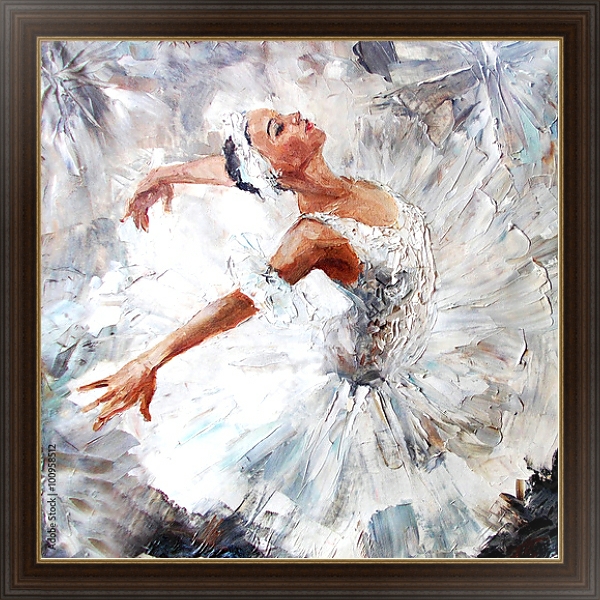 Постер Балерина в белом с типом исполнения На холсте в раме в багетной раме 1.023.151