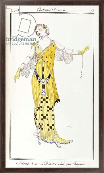 Постер Parisian clothing: Dione-drawing by Bakst executed by Paquin, 1913 с типом исполнения На холсте в раме в багетной раме 221-02