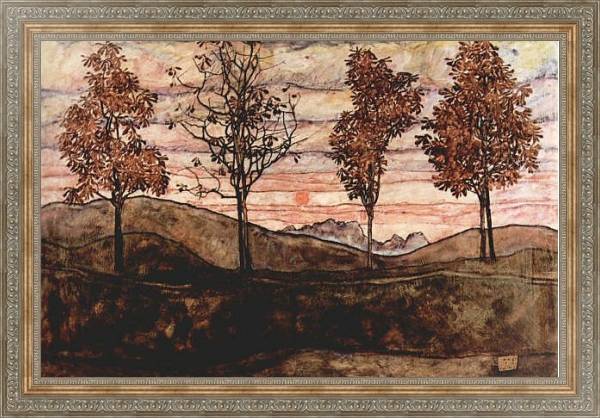 Постер Четыре дерева с типом исполнения На холсте в раме в багетной раме 221-01