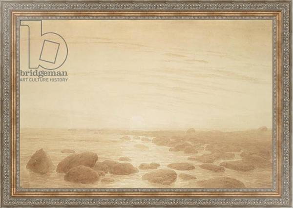 Постер Moonrise on the Sea с типом исполнения На холсте в раме в багетной раме 484.M48.310