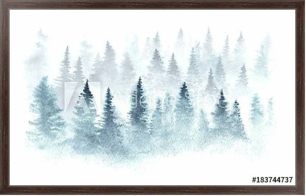 Постер Зимний лес в тумане с типом исполнения На холсте в раме в багетной раме 221-02