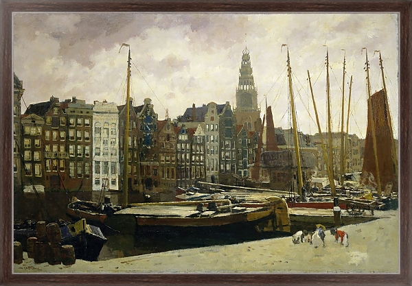 Постер The Damrak, Amsterdam с типом исполнения На холсте в раме в багетной раме 221-02