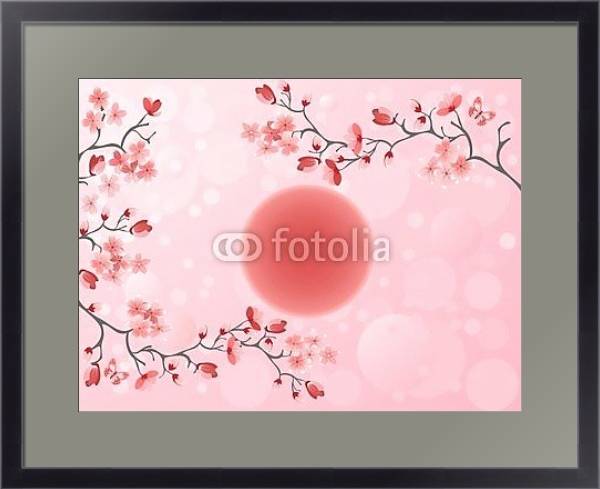 Постер Вишневый розовый цвет с типом исполнения Под стеклом в багетной раме 221-01
