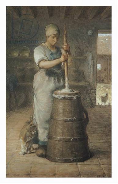 Постер Churning Butter, 1866-68 с типом исполнения На холсте в раме в багетной раме 221-03