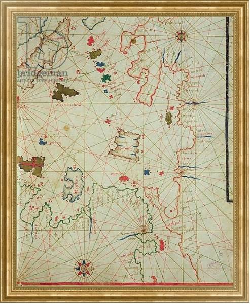 Постер The Peloponnese with the island of Limnos, from a nautical atlas, 1646 с типом исполнения На холсте в раме в багетной раме NA033.1.051