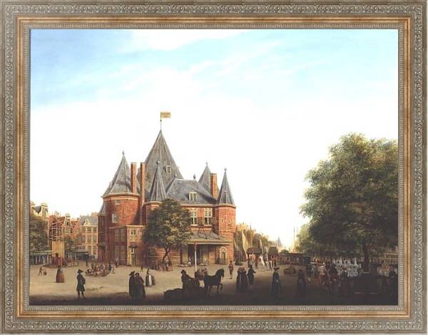 Постер Вид на новый рынок, Амстердам с типом исполнения На холсте в раме в багетной раме 484.M48.310