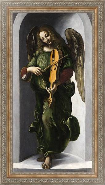 Постер Ангел в зеленом со скрипкой с типом исполнения На холсте в раме в багетной раме 484.M48.310