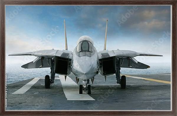 Постер Реактивный истребитель F-14 на авианосце с типом исполнения На холсте в раме в багетной раме 221-02
