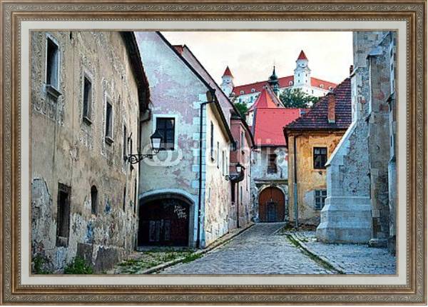 Постер Словакия, Братислава. Старый город с типом исполнения На холсте в раме в багетной раме 595.M52.330