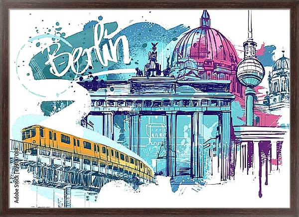 Постер Путешествие в Берлин с типом исполнения На холсте в раме в багетной раме 221-02