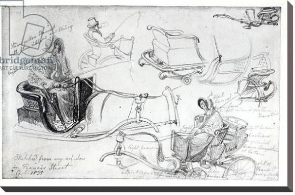 Постер Pony and Traps on Francis Street, London, 1835 с типом исполнения На холсте без рамы
