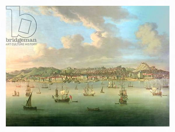 Постер The British Fleet Sailing into Lisbon Harbour, 1735 с типом исполнения На холсте в раме в багетной раме 221-03