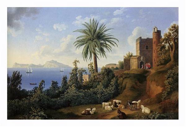Постер Blick vom Posillipo auf die Insel Capri с типом исполнения На холсте в раме в багетной раме 221-03