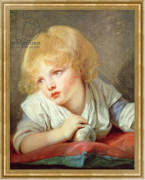 Постер Child with an Apple, late 18th century с типом исполнения На холсте в раме в багетной раме NA033.1.051