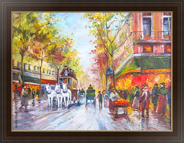 Постер Белая тройка на Парижской улице с типом исполнения На холсте в раме в багетной раме 1.023.151