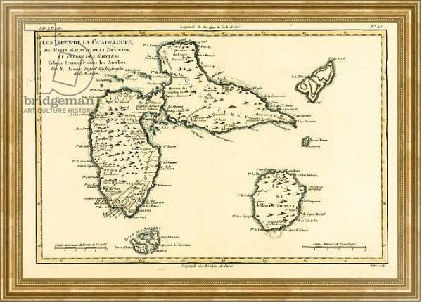 Постер The Islands of Guadeloupe, Marie-Galante, La Desirade, and the Isles des Saintes с типом исполнения На холсте в раме в багетной раме NA033.1.051