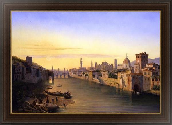 Постер Флоренция, вид на реку Арно с типом исполнения На холсте в раме в багетной раме 1.023.151