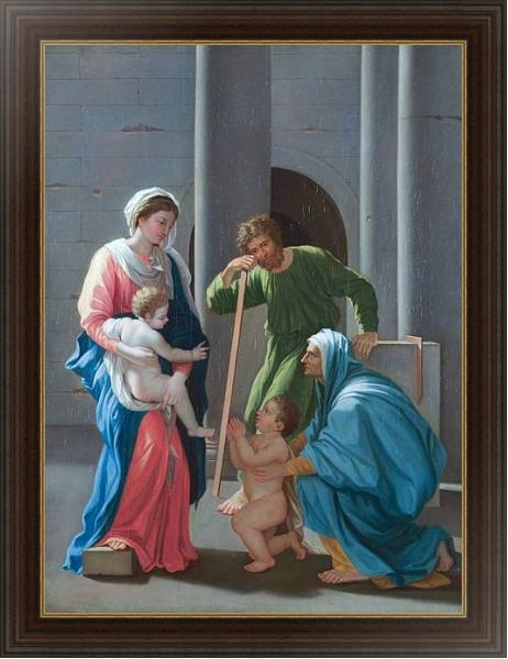 Постер Священная Семья со Святыми Элизабет и Джоном с типом исполнения На холсте в раме в багетной раме 1.023.151