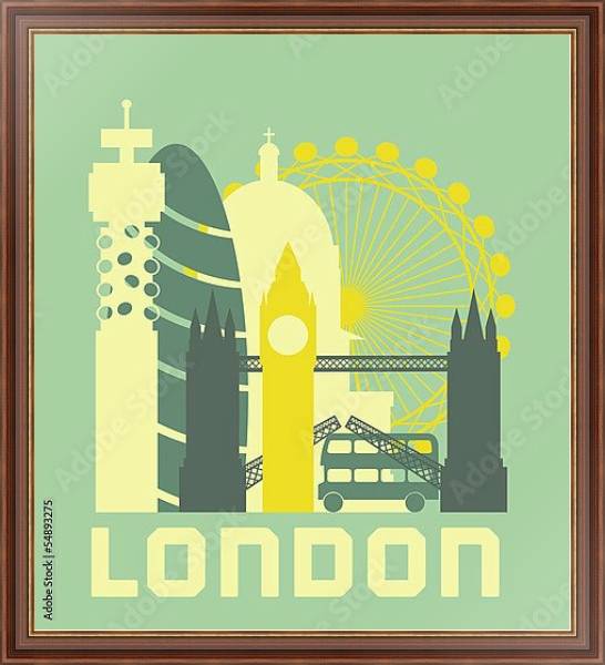 Постер Символы Лондона #2 с типом исполнения На холсте в раме в багетной раме 35-M719P-83