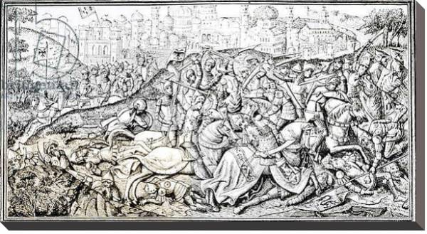 Постер Facsimile of the Conquest of Jerusalem by Charlemagne, from the 'Chroniques de Charlemagne' с типом исполнения На холсте без рамы