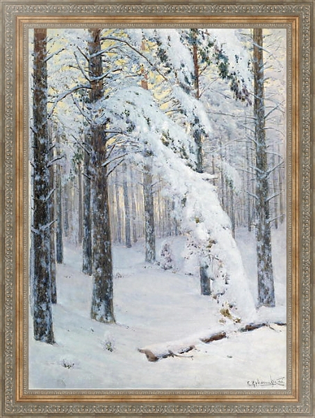 Постер Лес зимой с типом исполнения На холсте в раме в багетной раме 484.M48.310