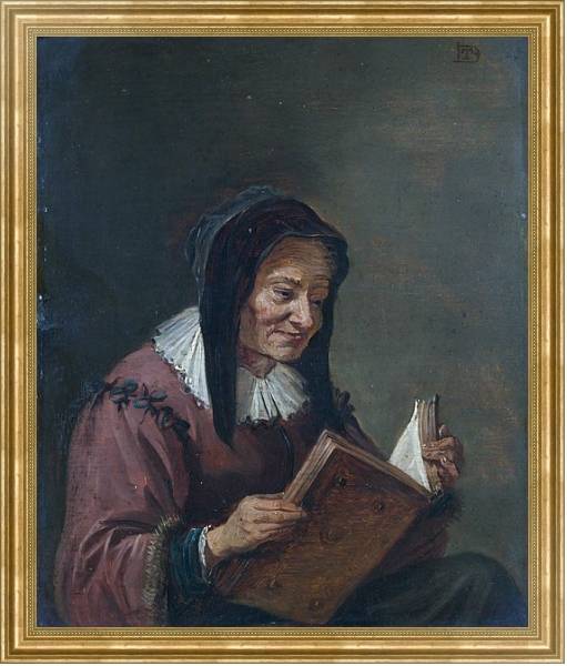 Постер Читающая престарелая женщина с типом исполнения На холсте в раме в багетной раме NA033.1.051