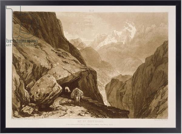 Постер F.9.I Mt. St. Gothard, from the 'Liber Studiorum', engraved by Charles Turner, 1808 с типом исполнения На холсте в раме в багетной раме 221-01
