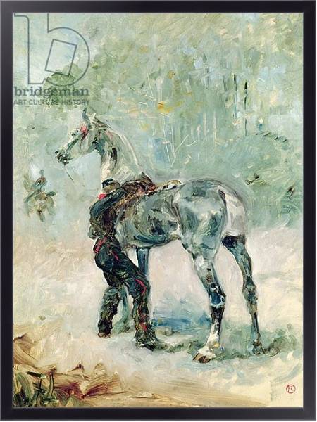 Постер Artilleryman Saddling his Horse, 1879 с типом исполнения На холсте в раме в багетной раме 221-01