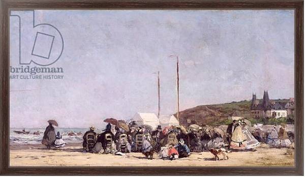 Постер The Beach at Trouville, 1864 с типом исполнения На холсте в раме в багетной раме 221-02